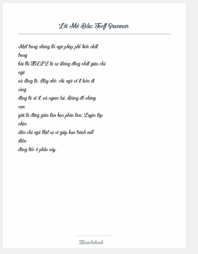Trích đoạn Toefl Grammar