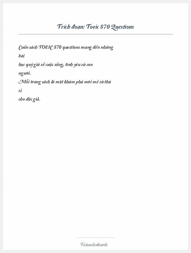 Trích đoạn Toeic 870 Questions