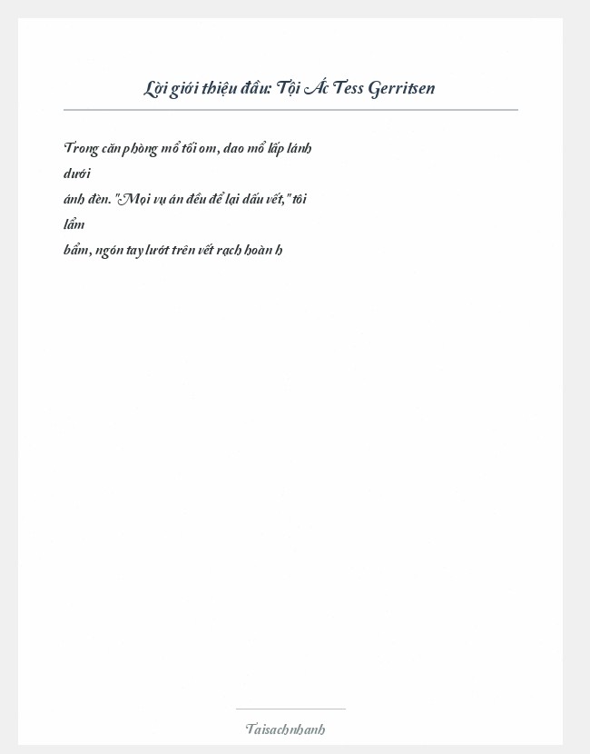 Trích đoạn Tội Ác Tess Gerritsen