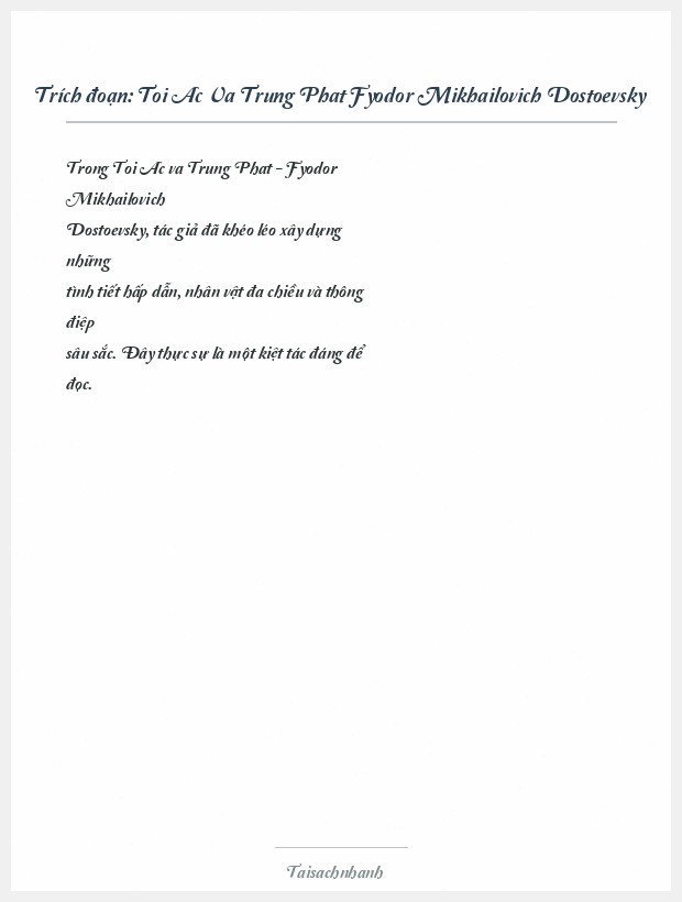 Trích đoạn Toi Ac Va Trung Phat Fyodor Mikhailovich Dostoevsky