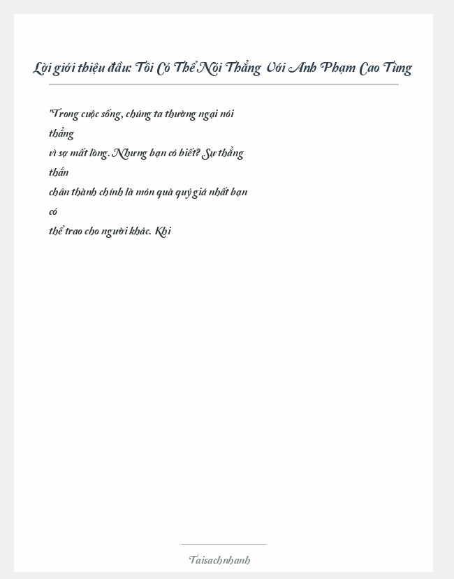 Trích đoạn Tôi Có Thể Nói Thẳng Với Anh Phạm Cao Tùng