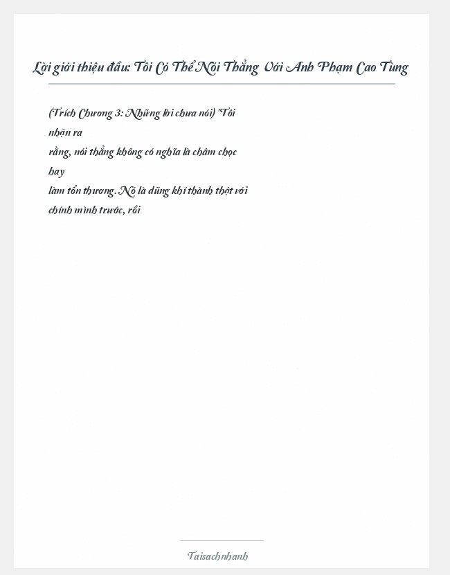 Trích đoạn Tôi Có Thể Nói Thẳng Với Anh Phạm Cao Tùng