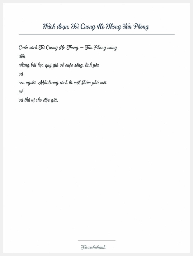 Trích đoạn Toi Cuong He Thong Tan Phong