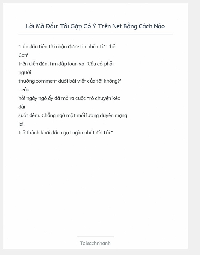 Trích đoạn Tôi Gặp Có Ý Trên Net Bằng Cách Nào