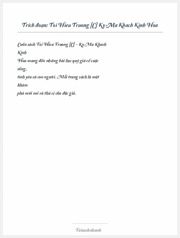 Trích đoạn Toi Hieu Truong [C] Ky Ma Khach Kinh Hoa