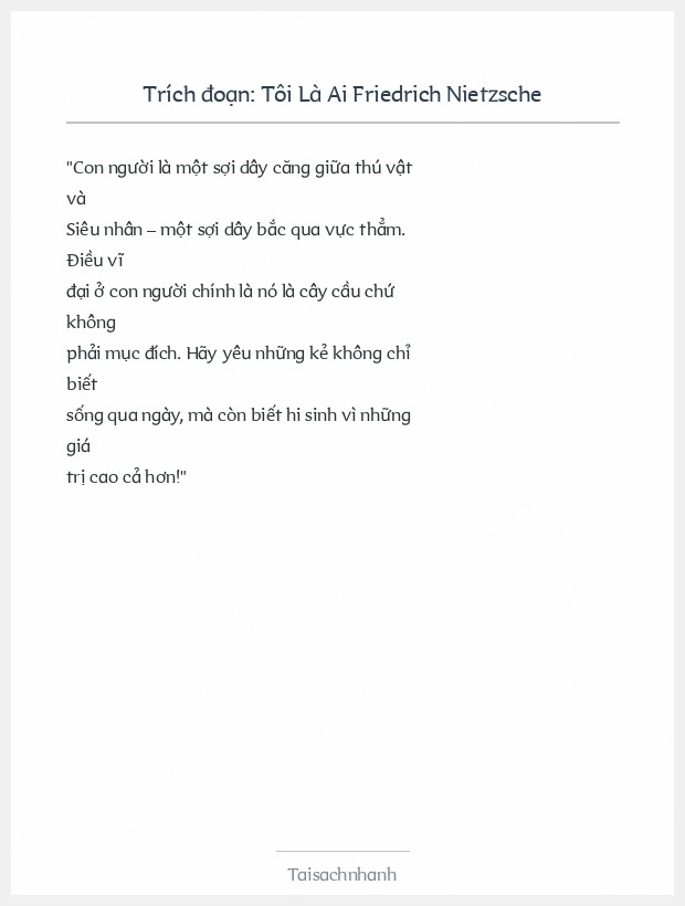 Trích đoạn Tôi Là Ai Friedrich Nietzsche