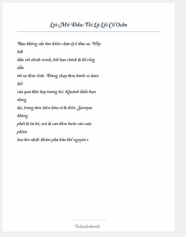 Trích đoạn Tôi Là Lối Cổ Osho