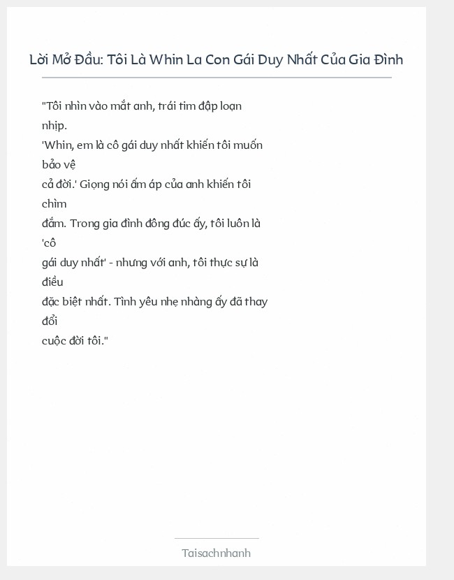 Trích đoạn Tôi Là Whin La Con Gái Duy Nhất Của Gia Đình