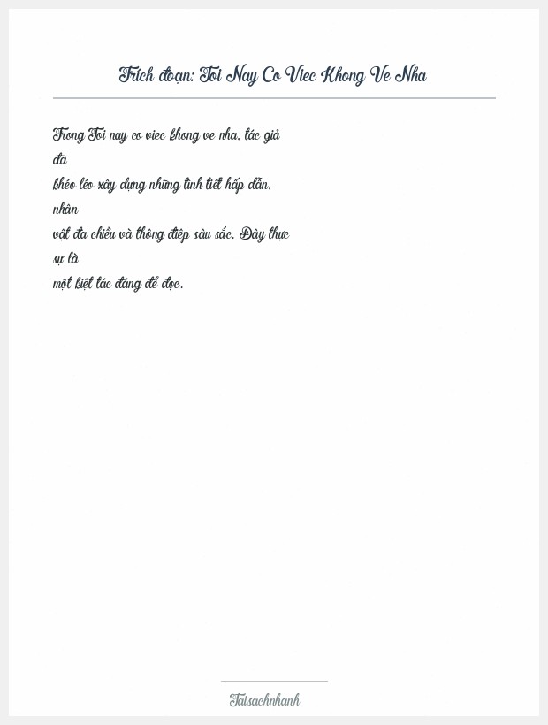 Trích đoạn Toi Nay Co Viec Khong Ve Nha