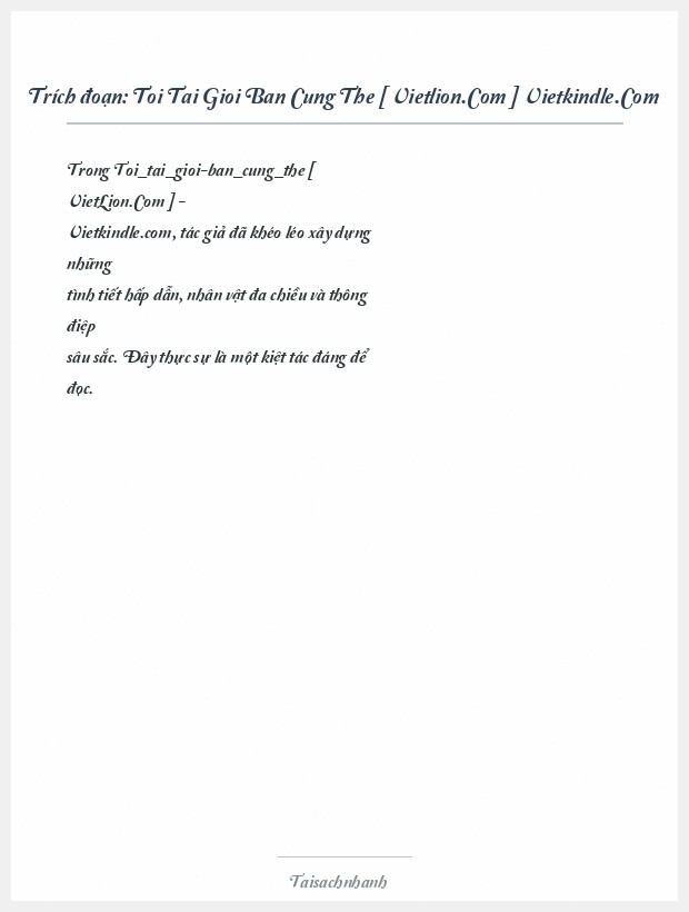 Trích đoạn Toi Tai Gioi Ban Cung The [ Vietlion.Com ] Vietkindle.Com