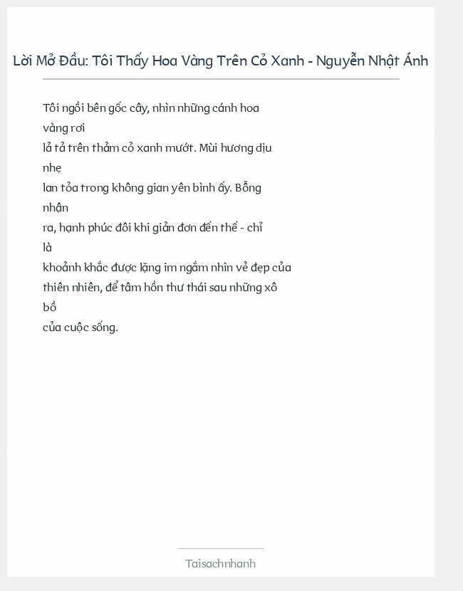 Trích đoạn Tôi Thấy Hoa Vàng Trên Cỏ Xanh - Nguyễn Nhật Ánh