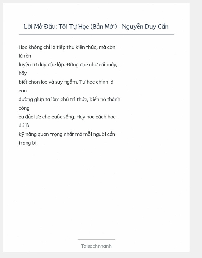 Trích đoạn Tôi Tự Học (Bản Mới) - Nguyễn Duy Cần