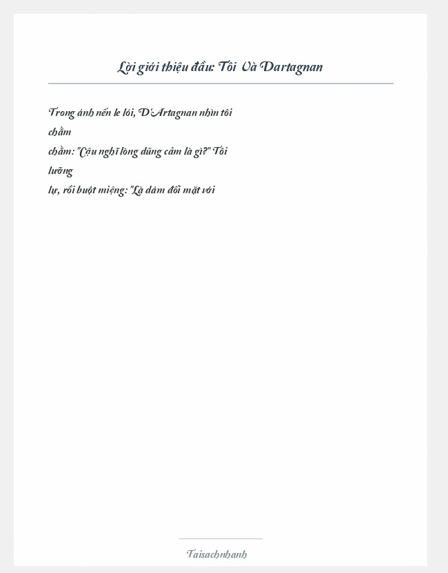 Trích đoạn Tôi Và Dartagnan