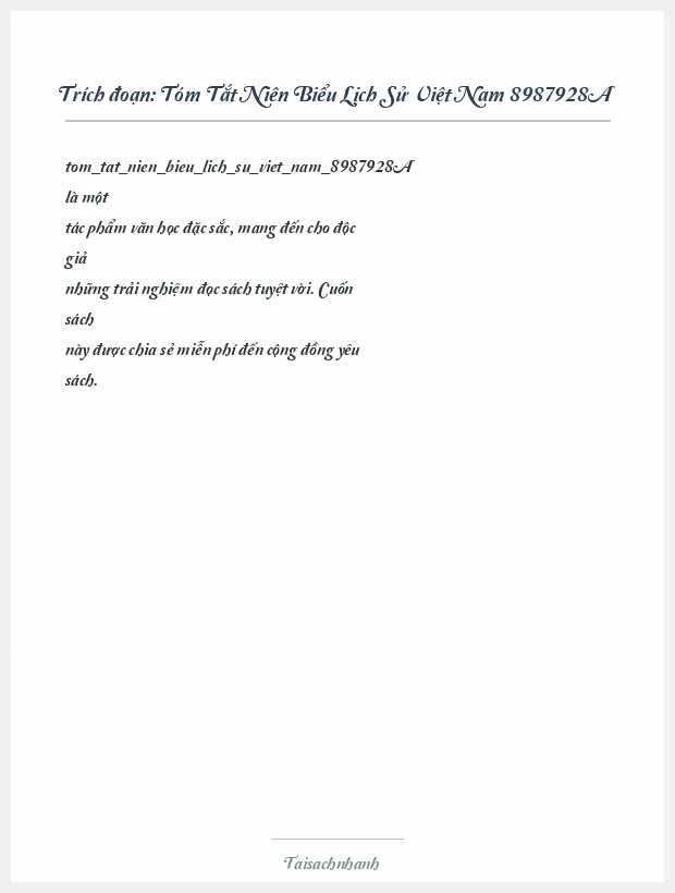 Trích đoạn Tóm Tắt Niên Biểu Lịch Sử Việt Nam 8987928A