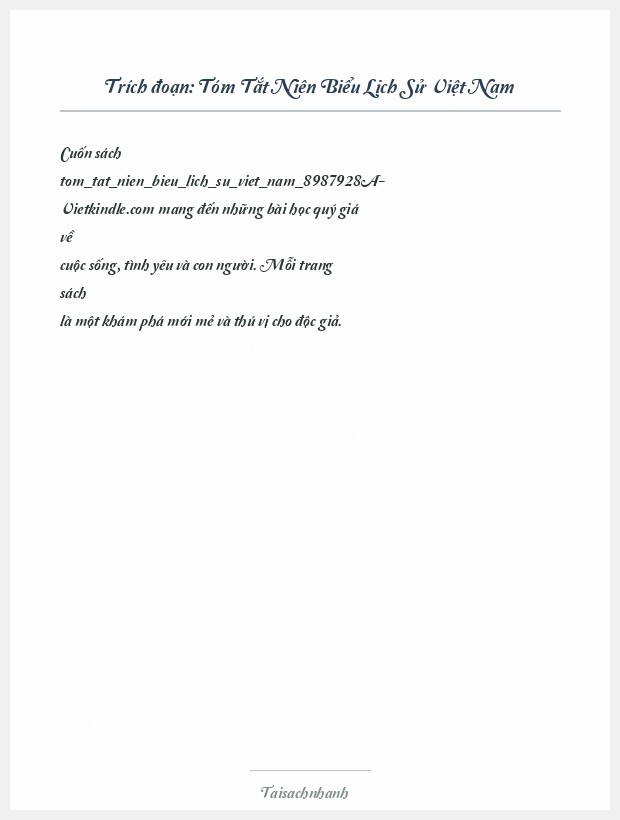 Trích đoạn Tóm Tắt Niên Biểu Lịch Sử Việt Nam