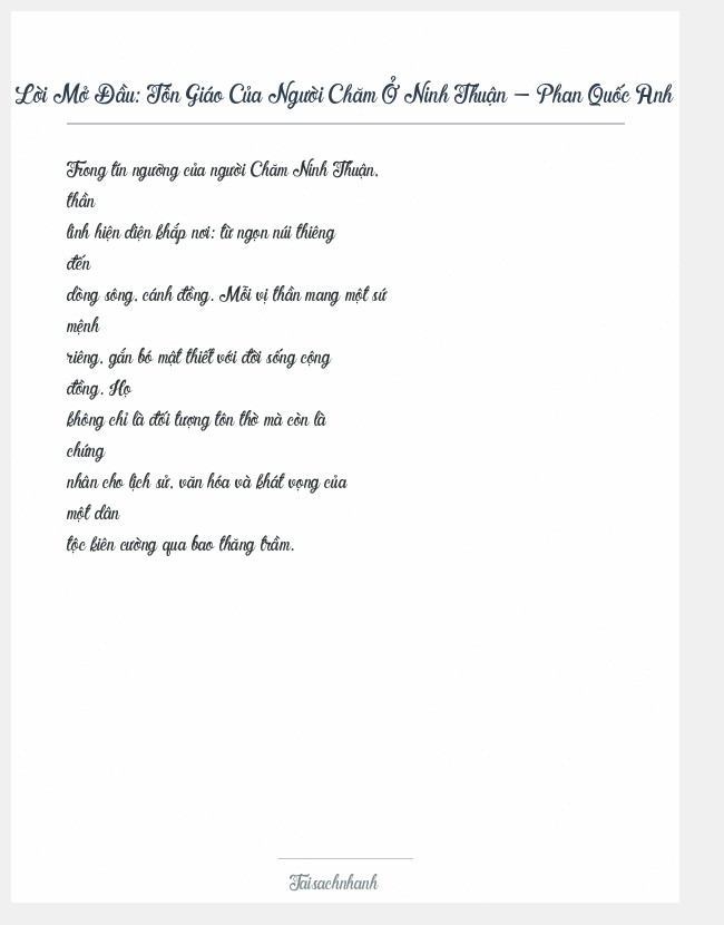 Trích đoạn Tôn Giáo Của Người Chăm Ở Ninh Thuận - Phan Quốc Anh