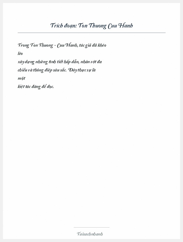 Trích đoạn Ton Thuong Cuu Hanh