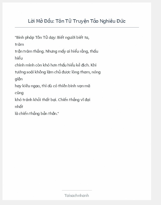 Trích đoạn Tôn Tử Truyện Tảo Nghiêu Đức