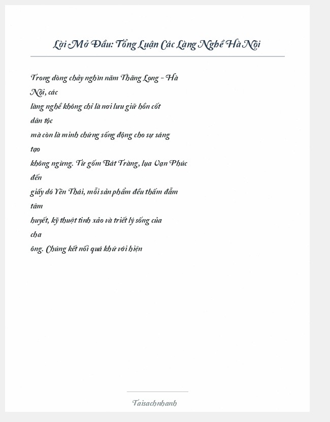 Trích đoạn Tổng Luận Các Làng Nghề Hà Nội