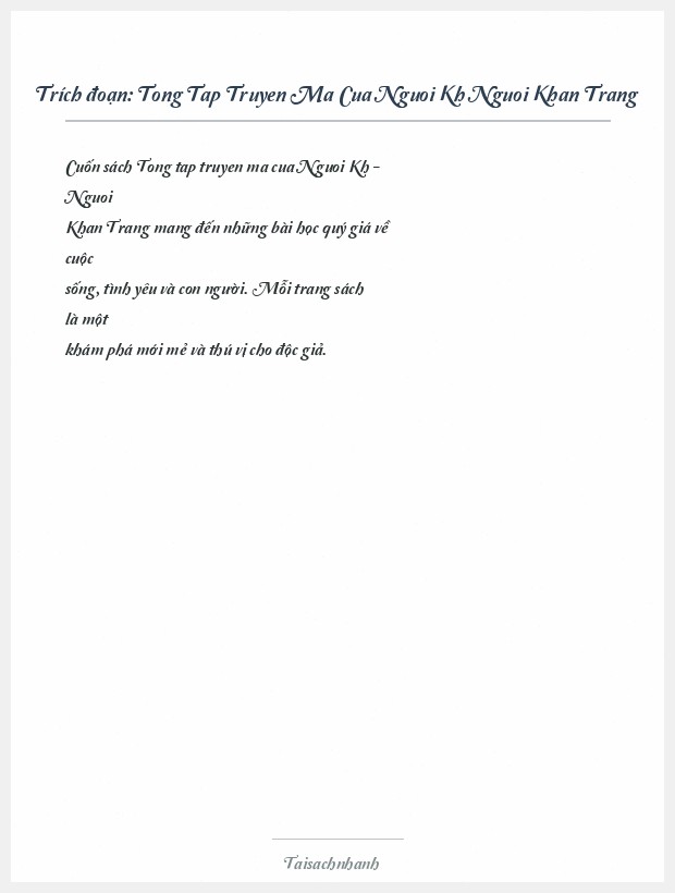 Trích đoạn Tong Tap Truyen Ma Cua Nguoi Kh Nguoi Khan Trang