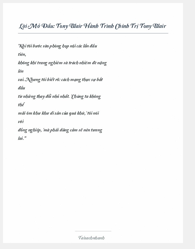 Trích đoạn Tony Blair Hành Trình Chính Trị Tony Blair
