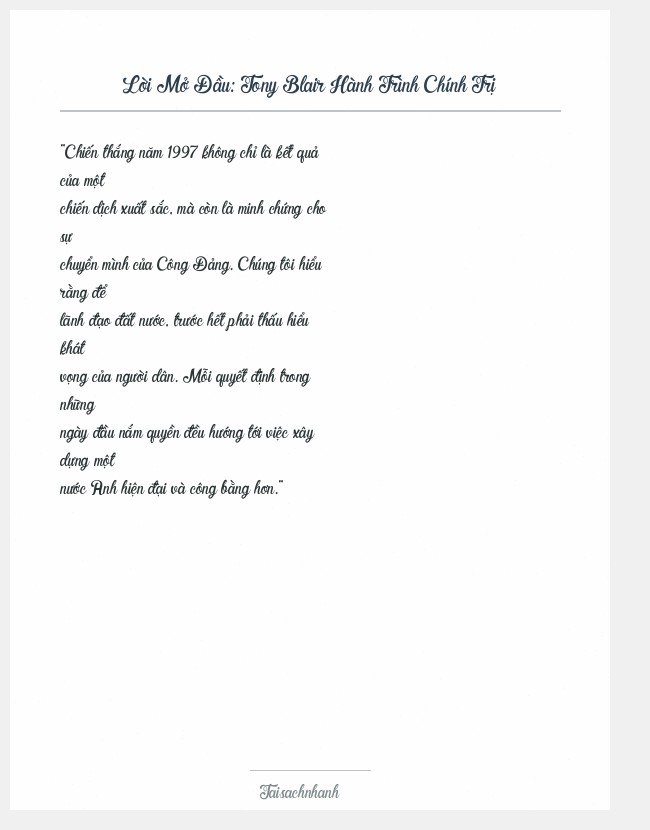 Trích đoạn Tony Blair Hành Trình Chính Trị