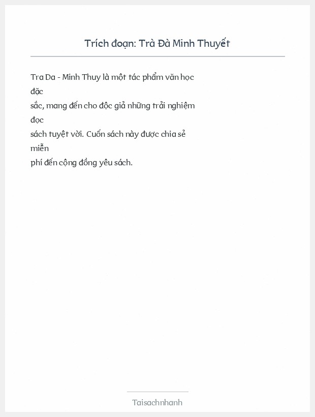 Trích đoạn Trà Đà Minh Thuyết