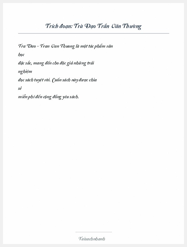 Trích đoạn Trà Đạo Trần Văn Thường