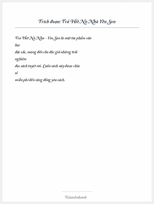 Trích đoạn Trả Hết Nợ Nhà Yên Sơn