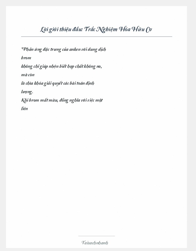 Trích đoạn Trắc Nghiệm Hóa Hữu Cơ