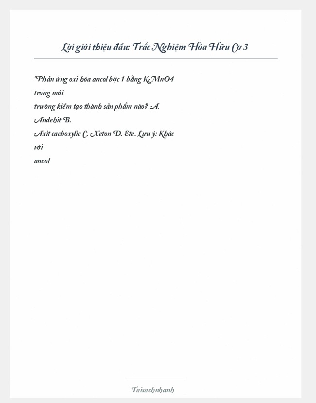 Trích đoạn Trắc Nghiệm Hóa Hữu Cơ 3