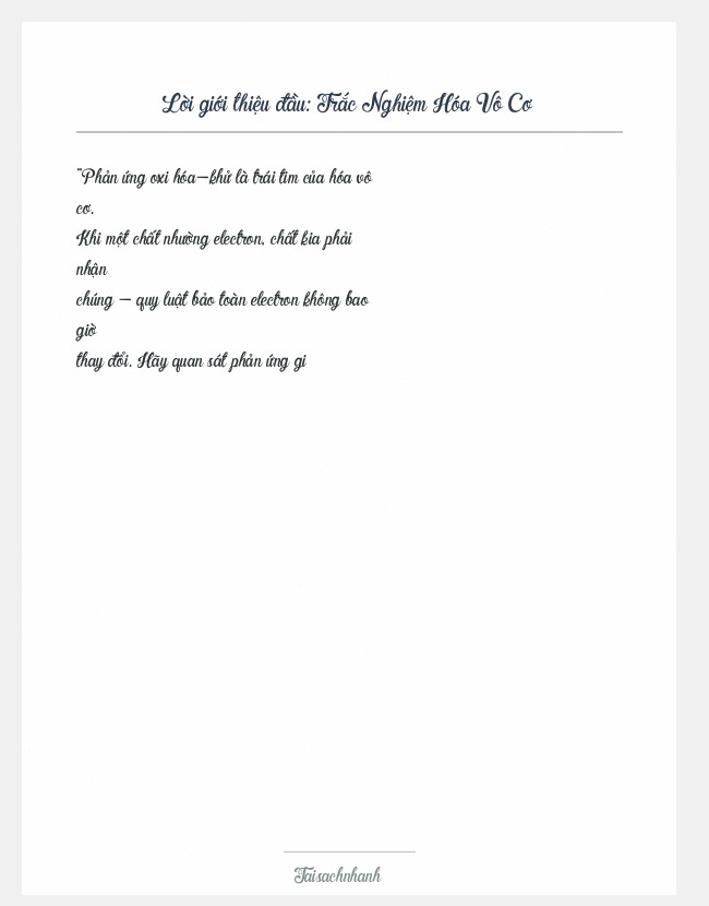 Trích đoạn Trắc Nghiệm Hóa Vô Cơ