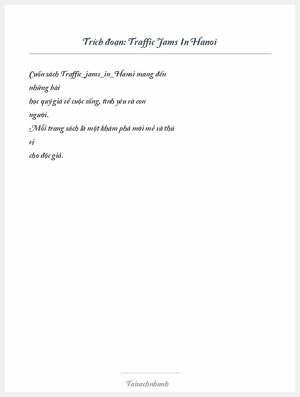 Trích đoạn Traffic Jams In Hanoi