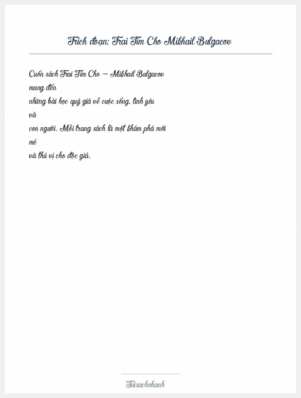 Trích đoạn Trai Tim Cho Mikhail Bulgacov