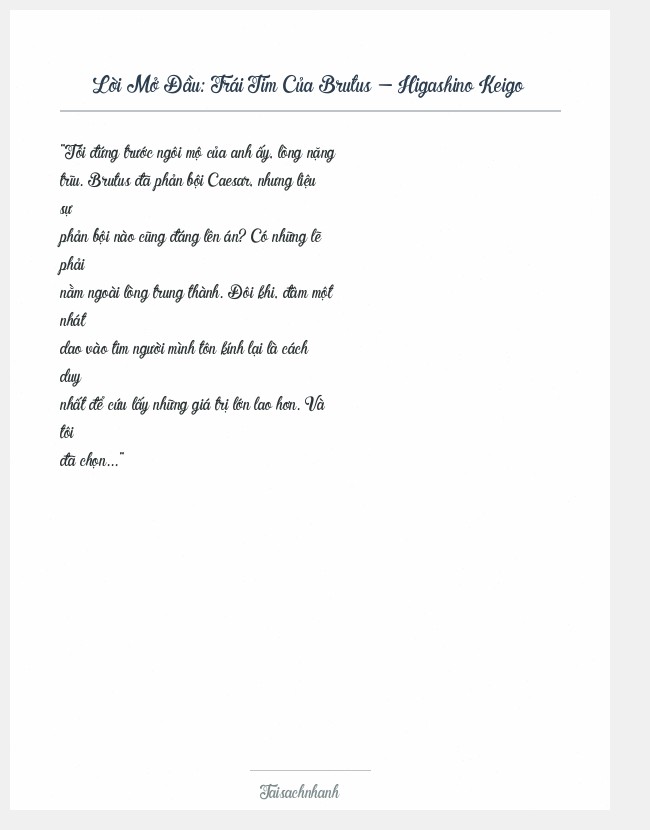 Trích đoạn Trái Tim Của Brutus - Higashino Keigo
