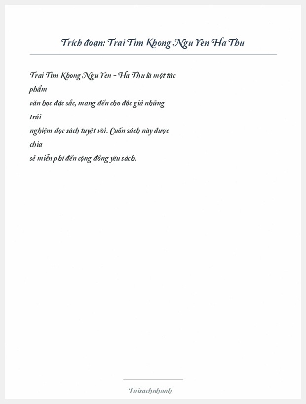 Trích đoạn Trai Tim Khong Ngu Yen Ha Thu
