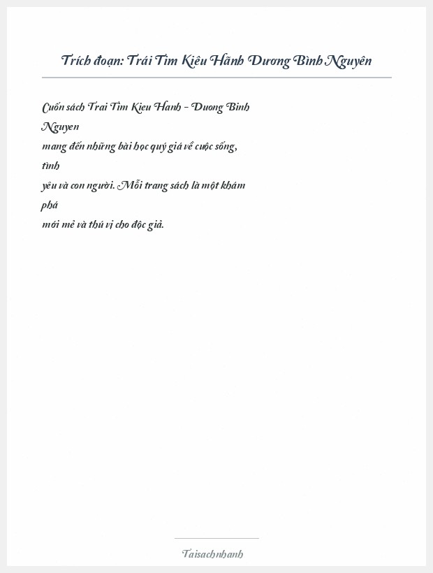 Trích đoạn Trái Tim Kiêu Hãnh Dương Bình Nguyên