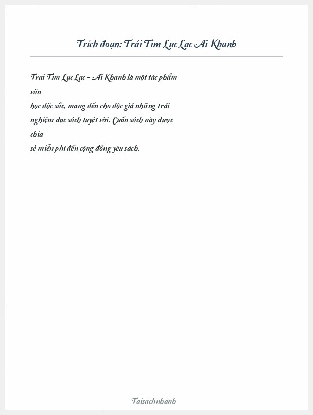 Trích đoạn Trái Tim Lục Lạc Ai Khanh
