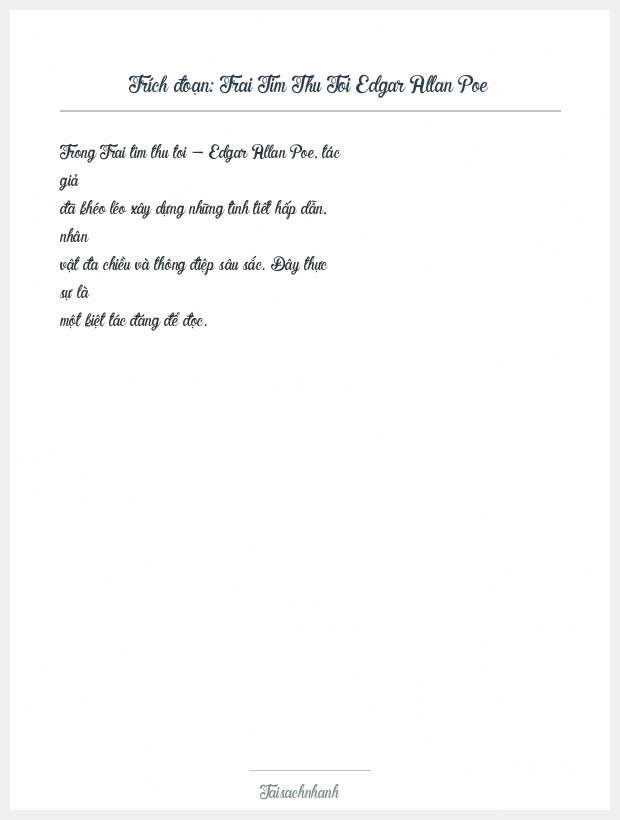 Trích đoạn Trai Tim Thu Toi Edgar Allan Poe