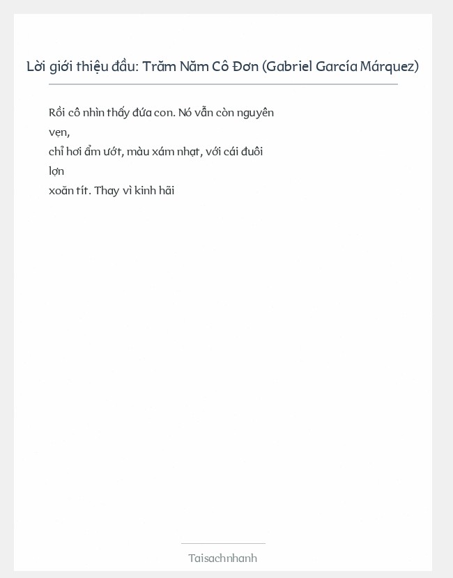 Trích đoạn Trăm Năm Cô Đơn (Gabriel García Márquez)