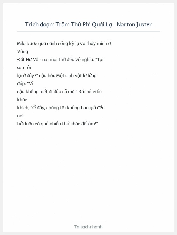 Trích đoạn Trăm Thứ Phi Quái Lạ - Norton Juster