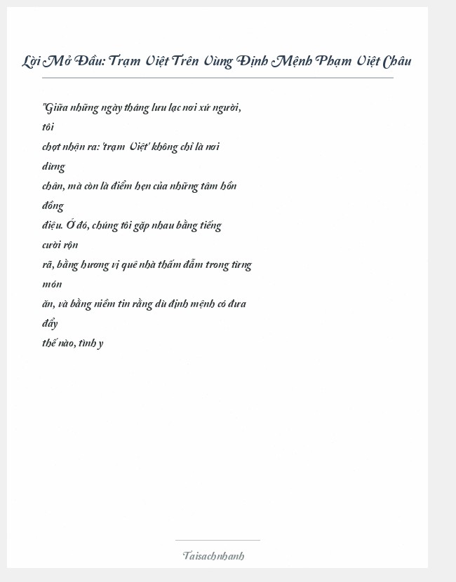 Trích đoạn Trạm Việt Trên Vùng Định Mệnh Phạm Việt Châu