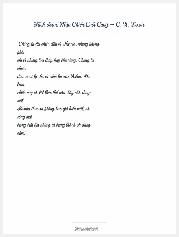 Trích đoạn Trận Chiến Cuối Cùng - C. S. Lewis