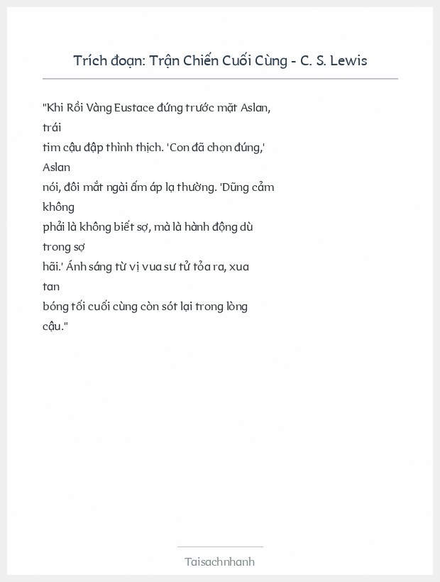 Trích đoạn Trận Chiến Cuối Cùng - C. S. Lewis