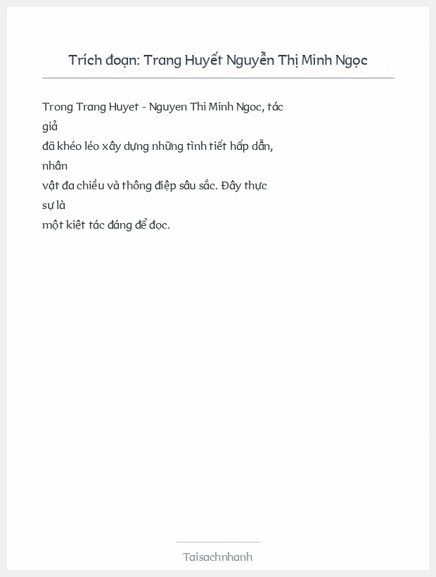 Trích đoạn Trang Huyết Nguyễn Thị Minh Ngọc
