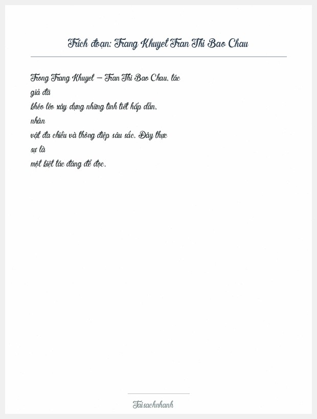 Trích đoạn Trang Khuyet Tran Thi Bao Chau