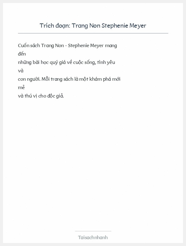 Trích đoạn Trang Non Stephenie Meyer