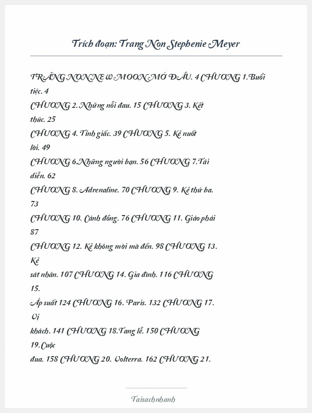 Trích đoạn Trang Non Stephenie Meyer
