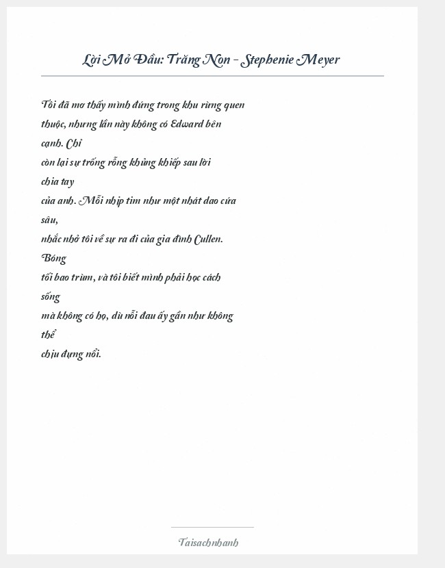 Trích đoạn Trăng Non - Stephenie Meyer