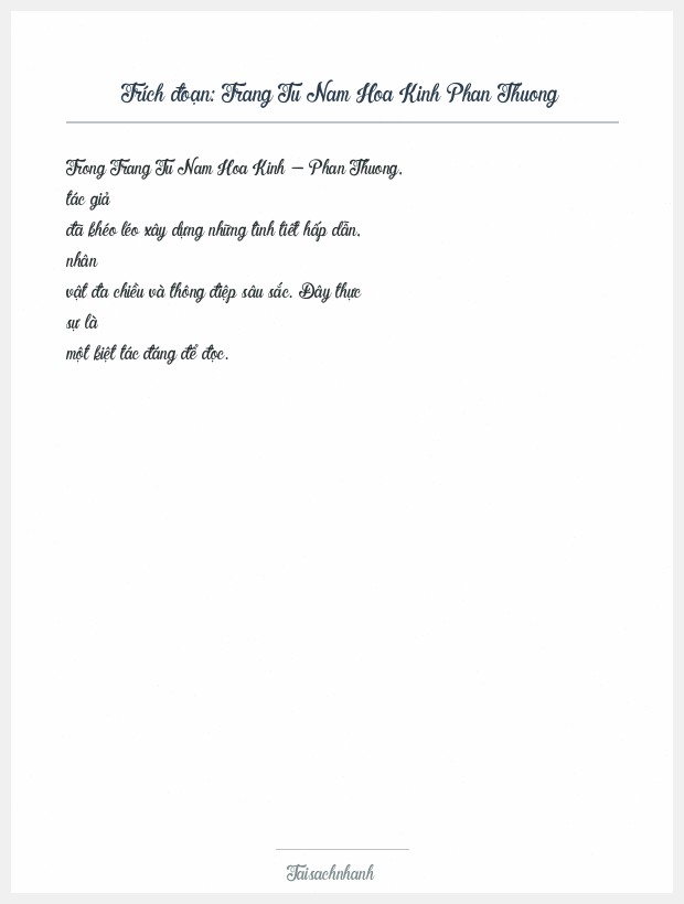 Trích đoạn Trang Tu Nam Hoa Kinh Phan Thuong